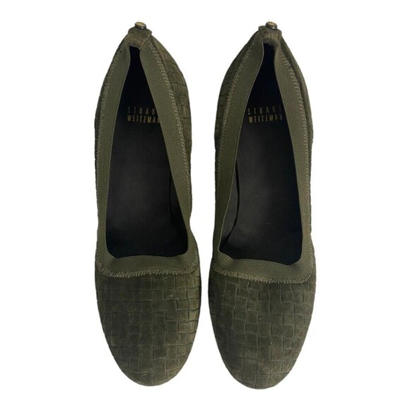 Stuart Weitzman Womens Shoe Size 8.5N Suede Green Textured Wedges Pumps Normcore - Picture 4 of 12